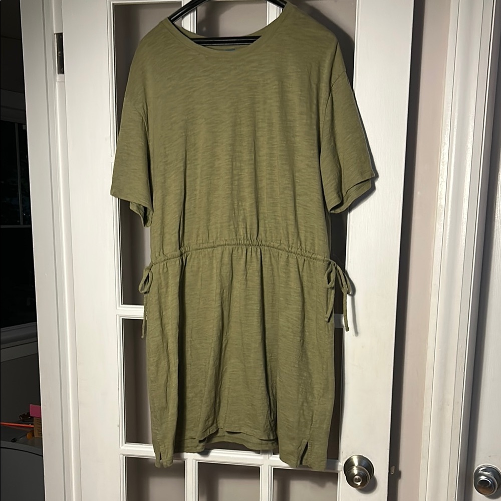 Old Navy Green Mini Dress Short Sleeve Crew Neck Casual